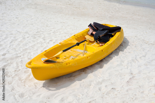 kayaks boat on the beach
