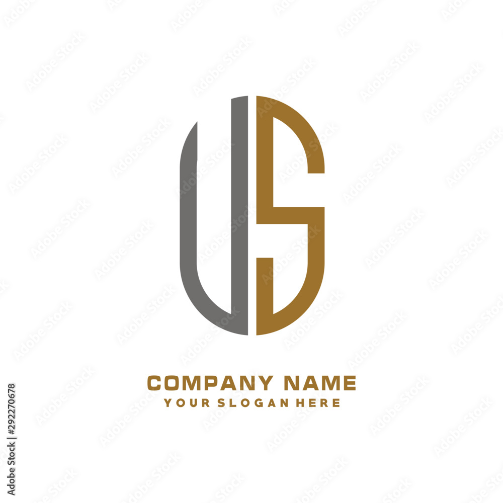 Obraz premium US minimalist letters, with gray and gold, white and black background logos