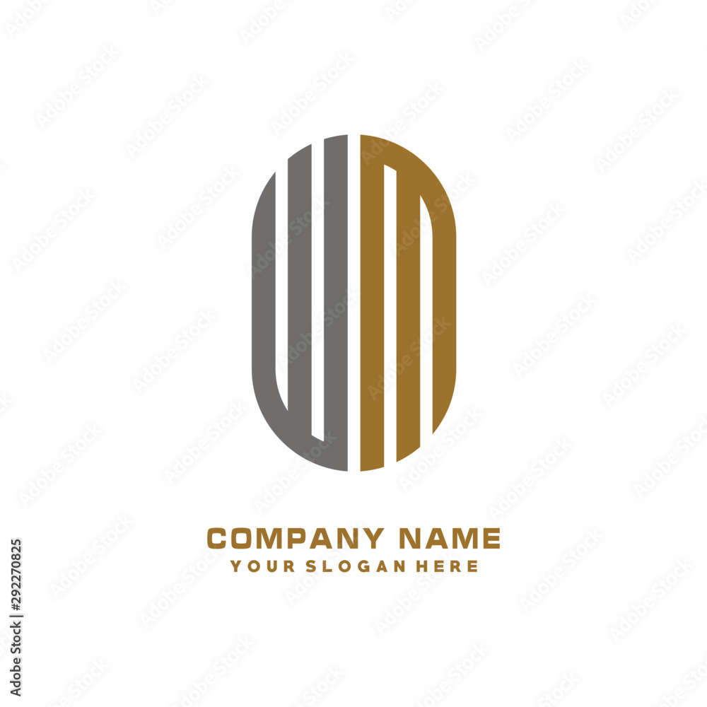 WM minimalist letters, with gray and gold, white and black background logos WM minimalist letters, with gray and gold, white and black background logos