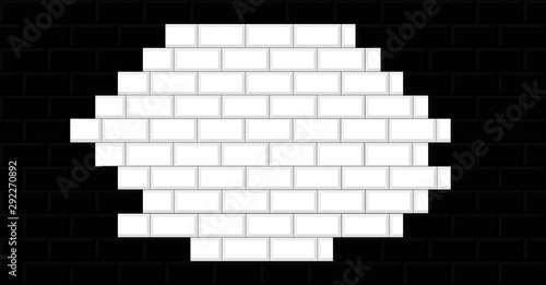 black white  brick wall texture dark background vector illustration