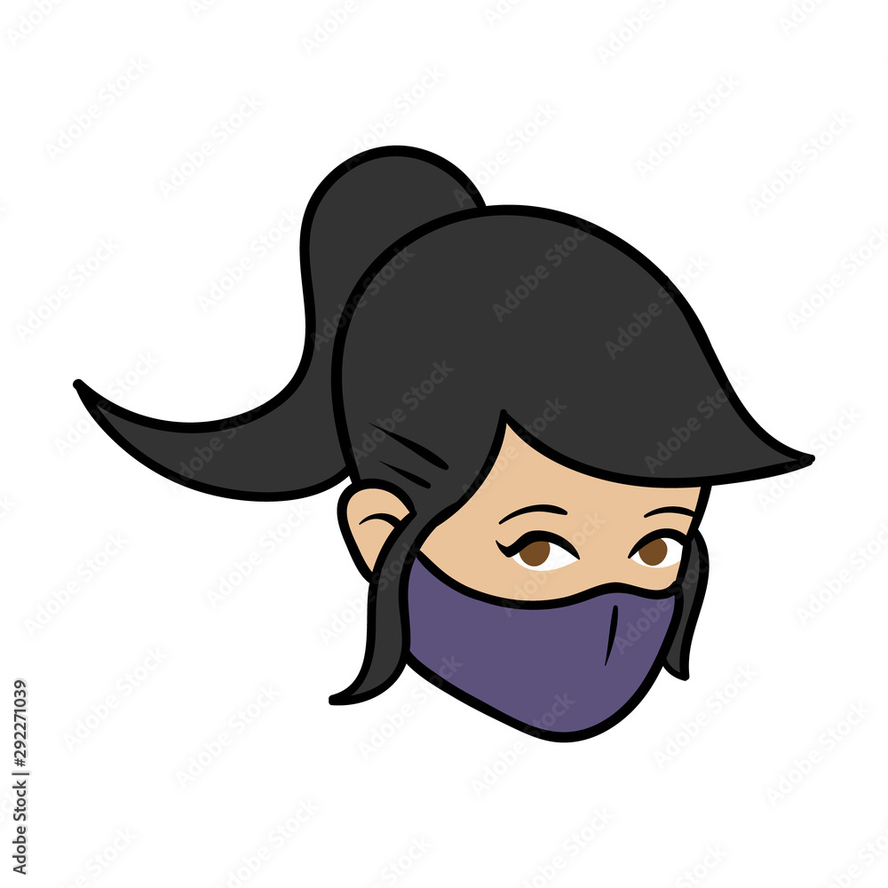Cartoon Female Wearing Ninja Mask Stock Vector Adobe Stock