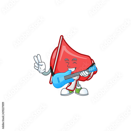 With guitar red loudspeaker mascot on white background