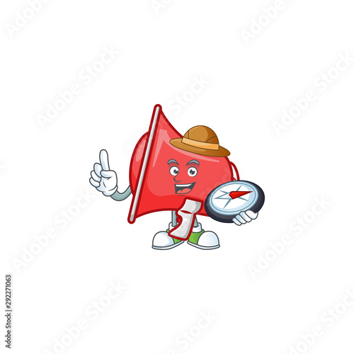 Explorer red loudspeaker mascot on white background