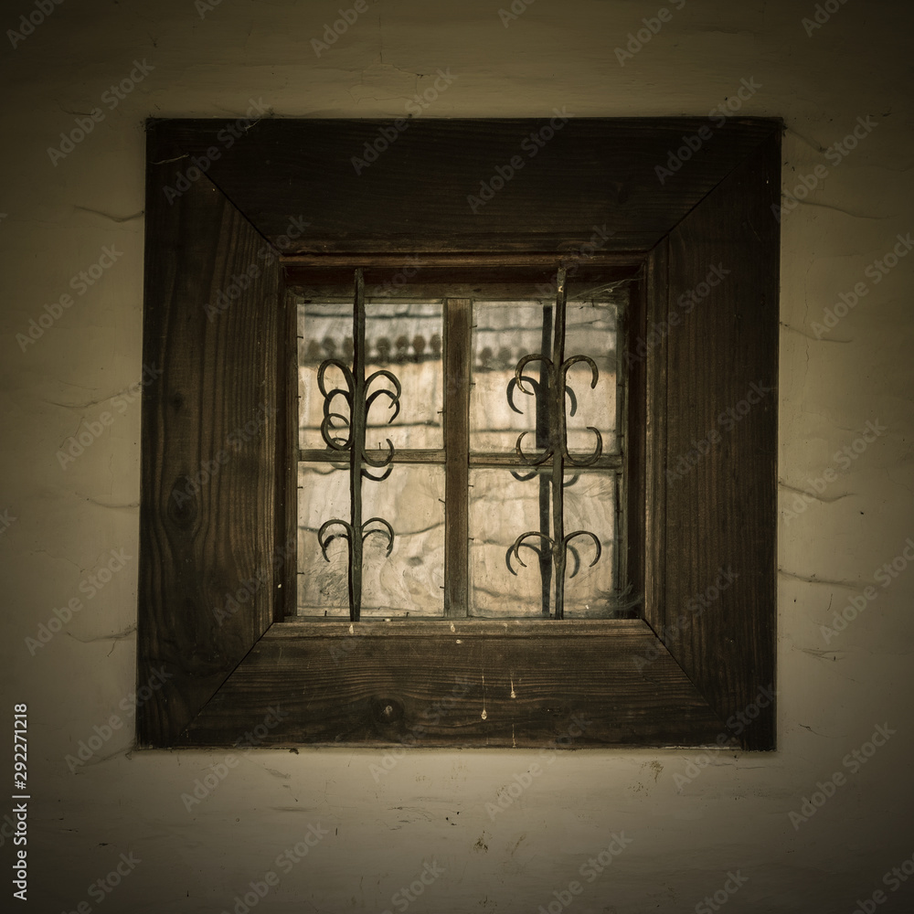 Old style window of a traditional romanian house, in Astra Museum Sibiu 
