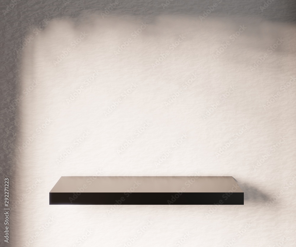 Mock up with an empty shelf on a wall. 3D rendering. Mock up with an empty shelf on a wall. 3D rendering.