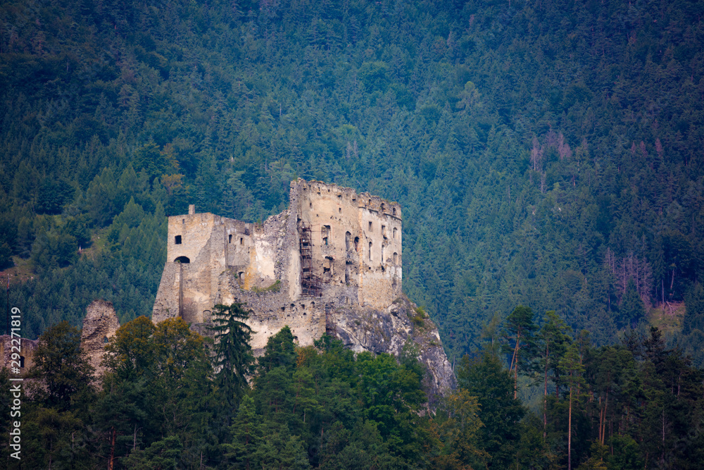 Old castle  Likava on the rock . Slovakia.