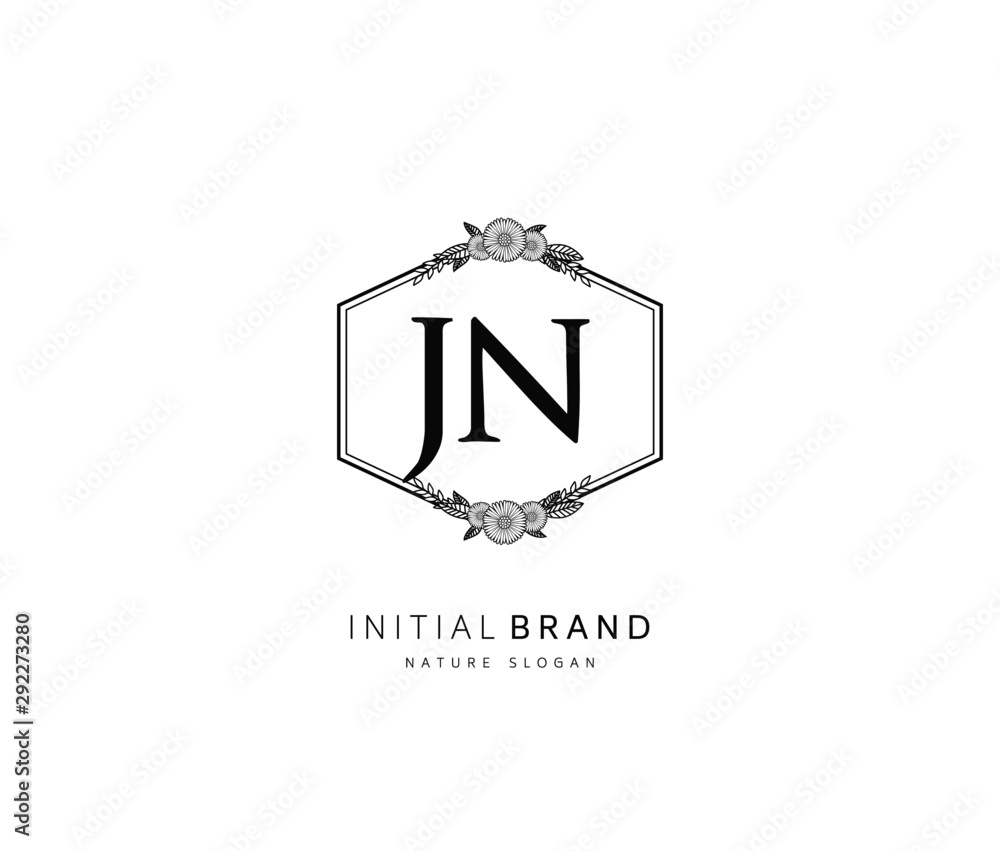 J N JN Beauty vector initial logo, handwriting logo of initial signature, wedding, fashion, jewerly, boutique, floral and botanical with creative template for any company or business. J N JN Beauty vector initial logo, handwriting logo of initial signature, wedding, fashion, jewerly, boutique, floral and botanical with creative template for any company or business.