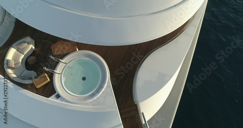 Top Down view of Yacht and swooping Pan