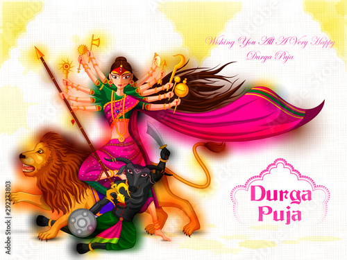 vector illustration of Happy Durga Puja festival background for India holiday Dussehra Stock Vector | Adobe Stock vector illustration of Happy Durga Puja festival background for India holiday Dussehra Stock Vector | Adobe Stock