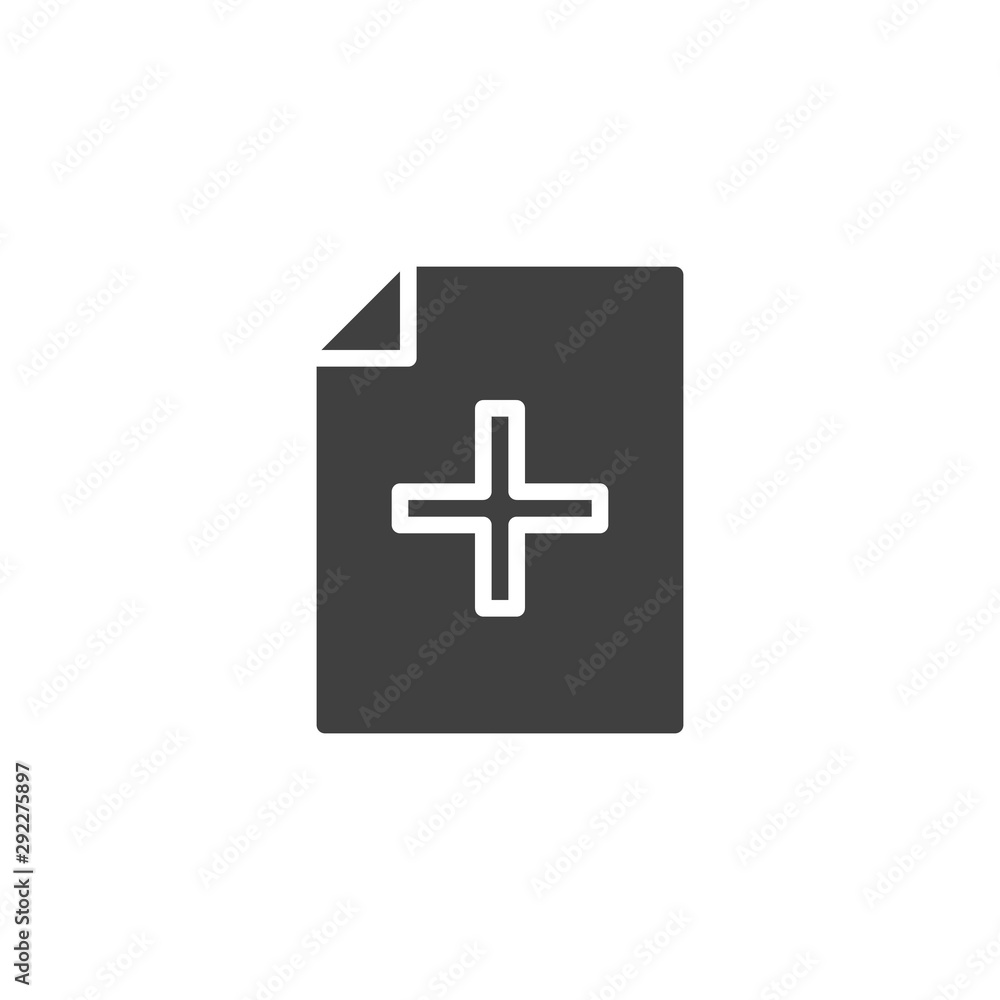 Add document file vector icon. filled flat sign for mobile concept and web design. Paper document plus glyph icon. Symbol, logo illustration. Vector graphics Add document file vector icon. filled flat sign for mobile concept and web design. Paper document plus glyph icon. Symbol, logo illustration. Vector graphics