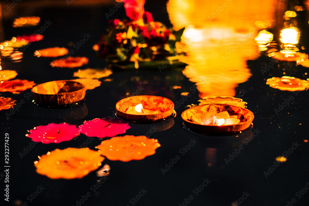 Candle and flower, Loy Krathong Festival, Thailand. Candle and flower, Loy Krathong Festival, Thailand.