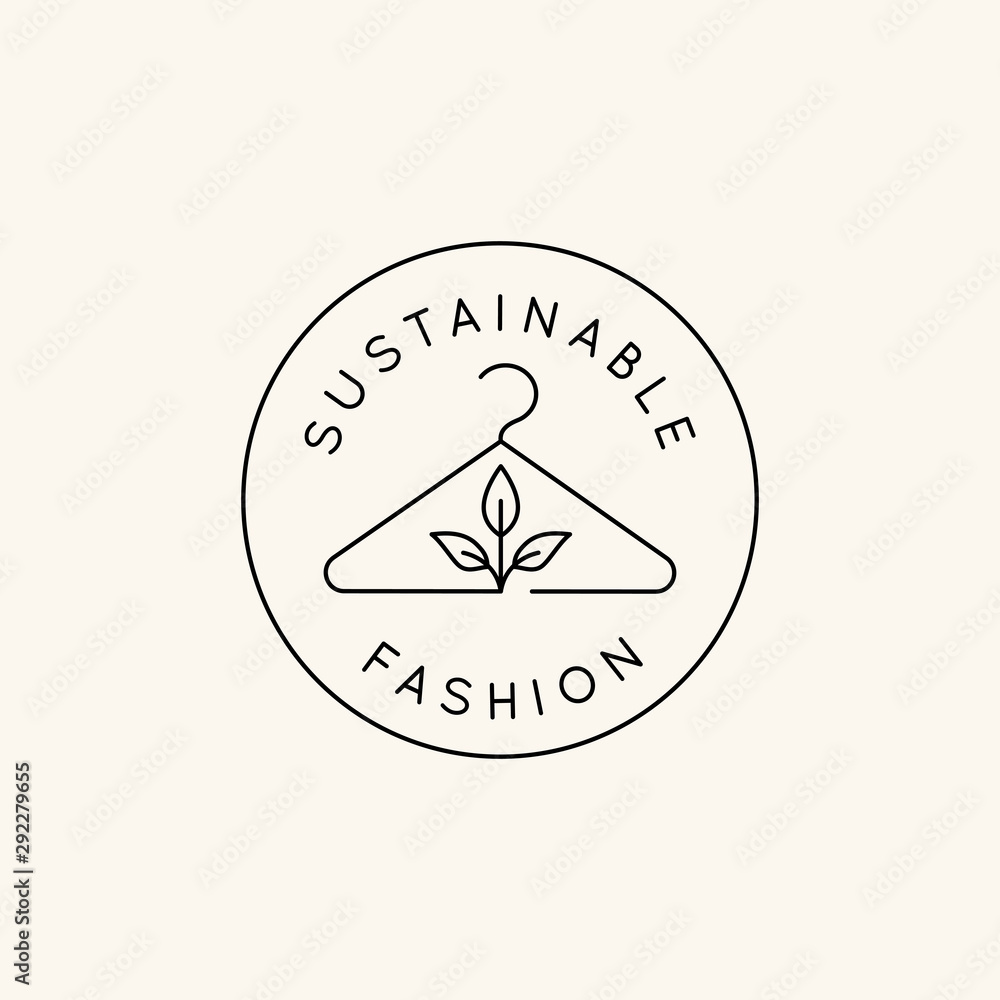 Vector logo design template and emblem in simple line style - sustainable fashion badge - obrazy, fototapety, plakaty 