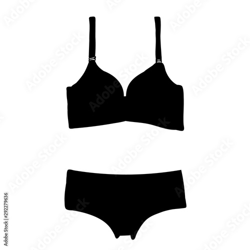 black silhouette of lingerie, underpants and bra