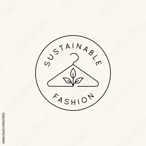 Vector logo design template and emblem in simple line style - sustainable fashion badge