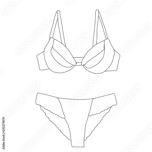 vector, isolated, contour, sketch, lingerie