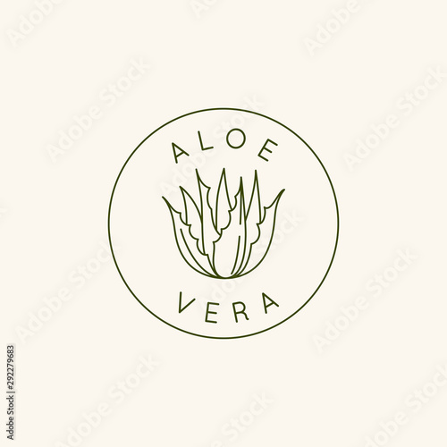  Aloe vera - mblem and badge for natural cosmetics