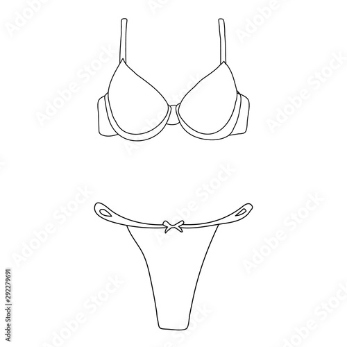 vector, isolated, contour, sketch, lingerie