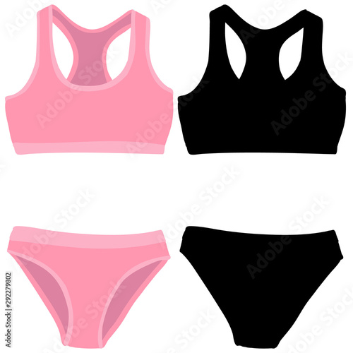 vector, isolated, lingerie, underpants and bra with silhouette