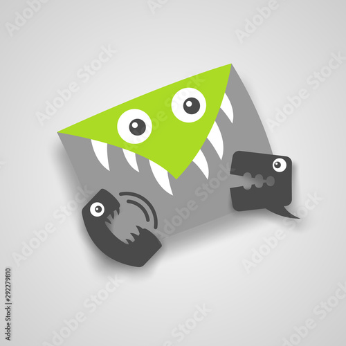 Funny characters icons for communication. Chat or SMS message, email, phone call. Vector illustration.