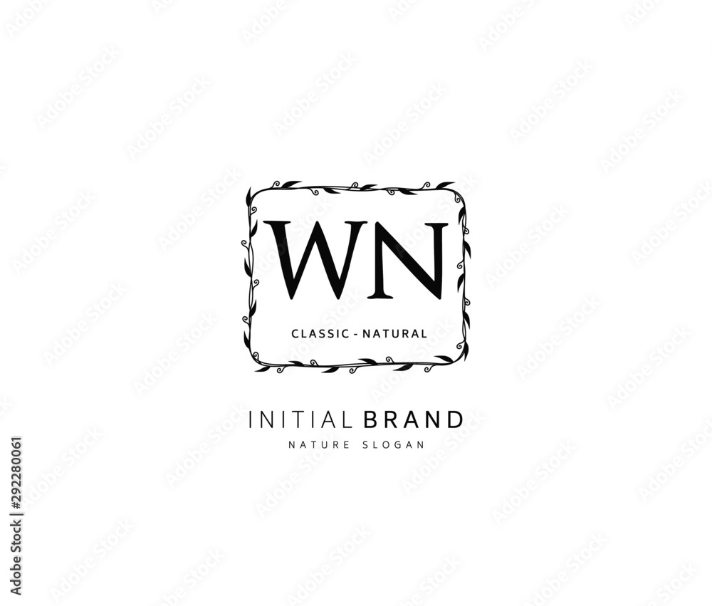 W N WN Beauty vector initial logo, handwriting logo of initial signature, wedding, fashion, jewerly, boutique, floral and botanical with creative template for any company or business. W N WN Beauty vector initial logo, handwriting logo of initial signature, wedding, fashion, jewerly, boutique, floral and botanical with creative template for any company or business.