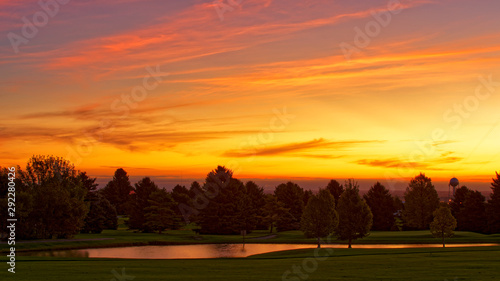 Sunrise over golf club