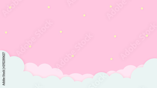 Fototapeta Naklejka Na Ścianę i Meble -  Abstract kawaii Cloudy Colorful Sky background. Soft gradient pastel Comic graphic. Concept for children and kindergartens or presentation