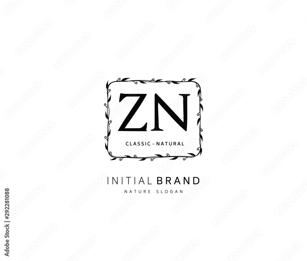 Z N ZN Beauty vector initial logo, handwriting logo of initial signature, wedding, fashion, jewerly, boutique, floral and botanical with creative template for any company or business.