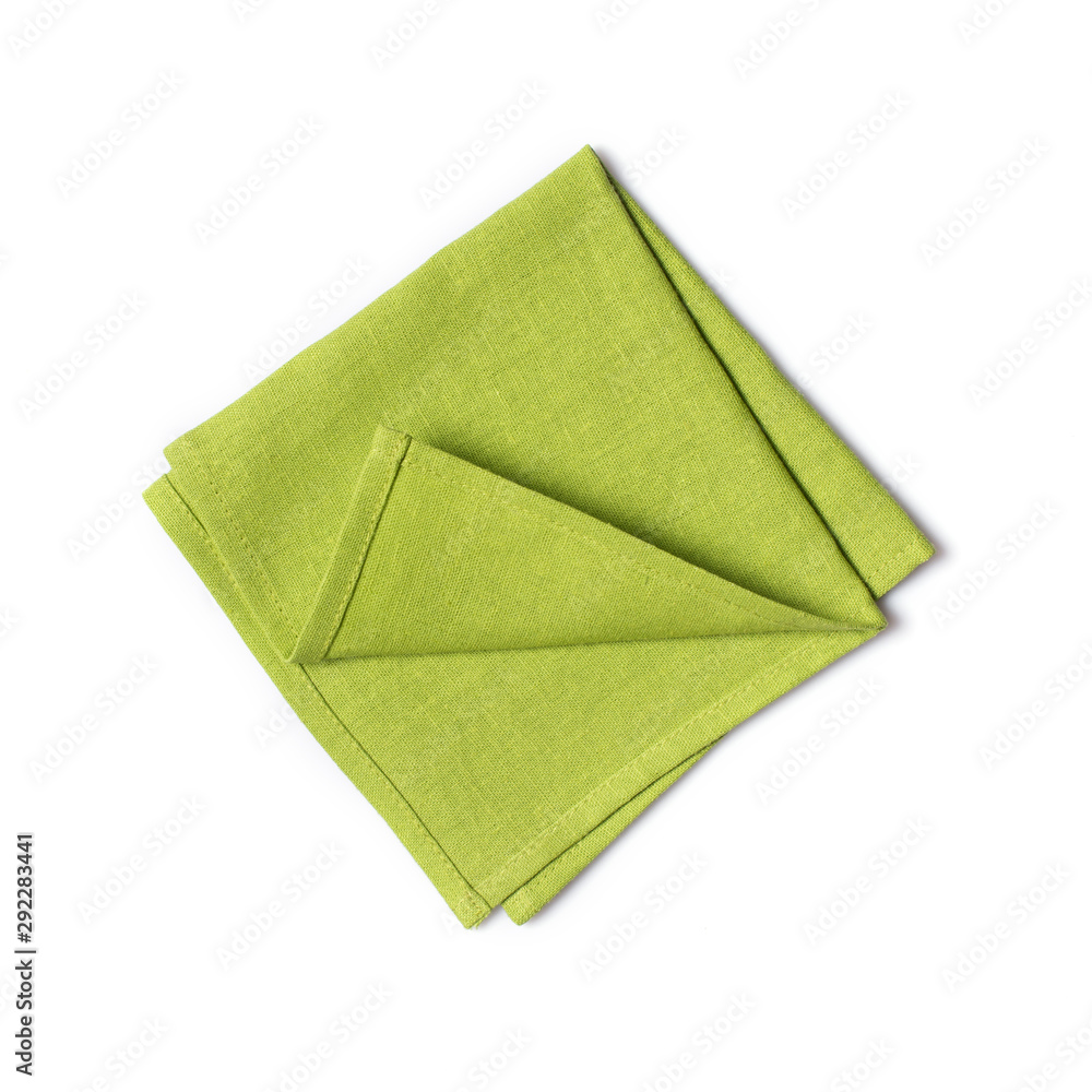 Single folded green linen napkin Single folded green linen napkin