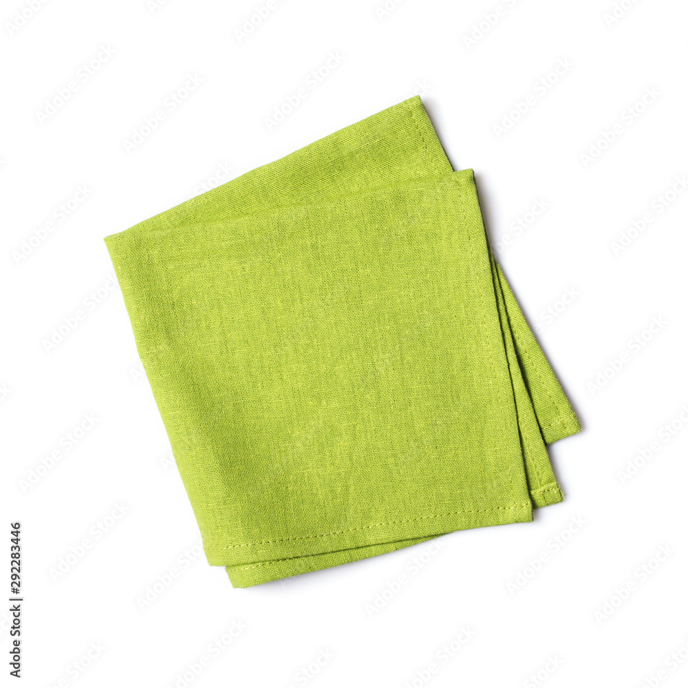 Single folded green linen napkin Single folded green linen napkin
