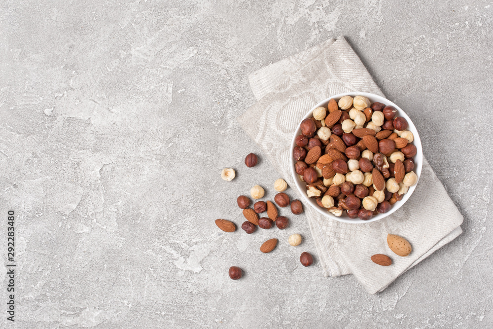 Top view of healthy whole nut mix Top view of healthy whole nut mix