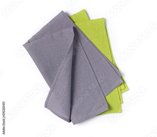 Folded green and gray linen napkin