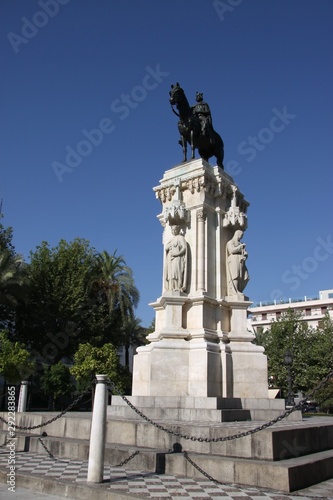  Monument to King Saint Ferdinand at New Square (Spanish: Plaza Nueva) in Seville, Spain.