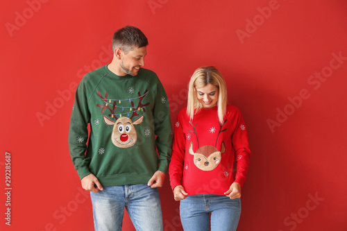 Happy couple in Christmas s...