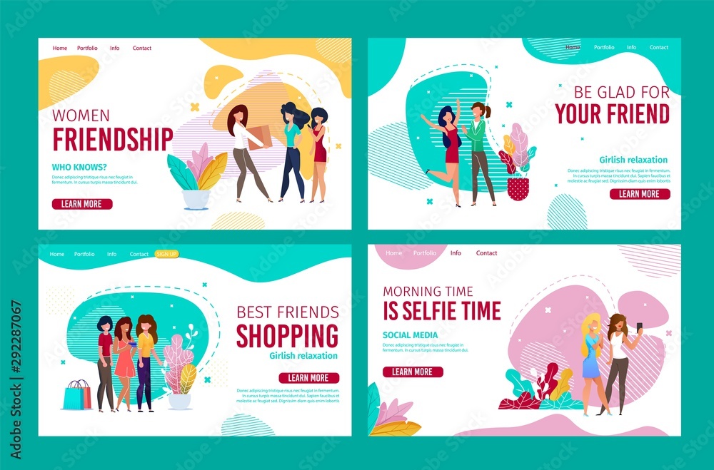 Female Friendship Design for Landing Page Set Female Friendship Design for Landing Page Set