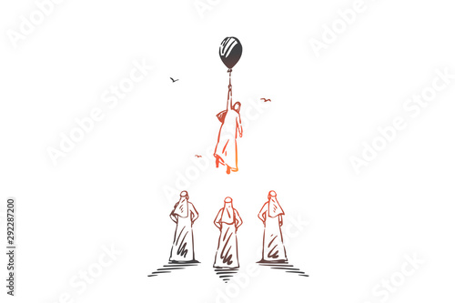 Leadership, ambitions, aspirations concept sketch. Hand drawn isolated vector