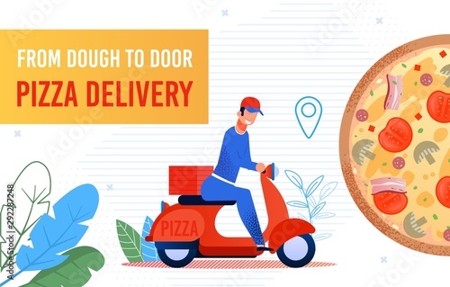 Fast Food Pizza Delivery to Door by Courier Poster