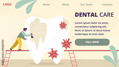 Dentist Care of Big White Tooth Cleaning Teeth.