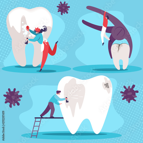 Dental Health Set. Cleaning Oral Cavity, Treatment
