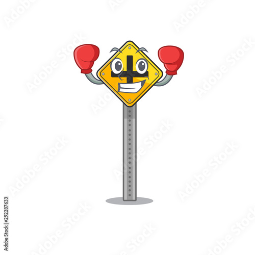 Boxing crossroad sign cartoon shape the mascot