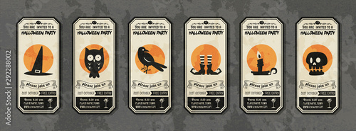 Halloween vector label with cute character