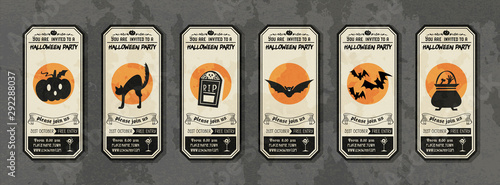 Halloween vector label with cute character