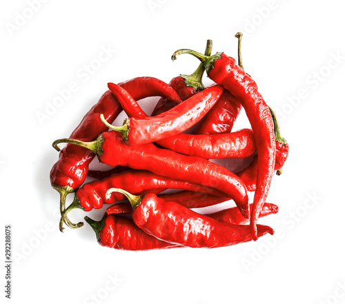 Red chili peppers on white background