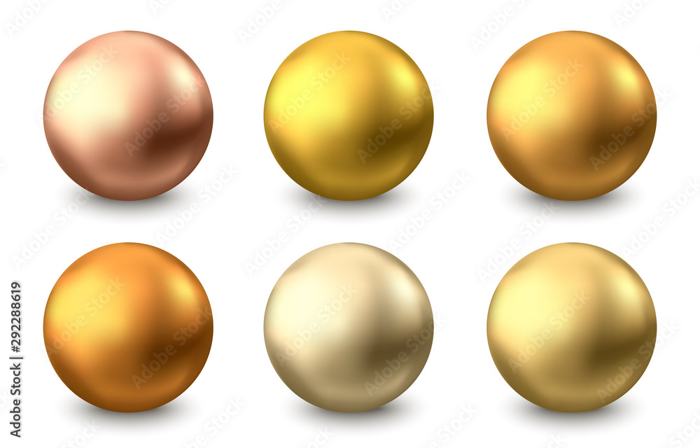 Gold sphere or oil bubble isolated on white background.