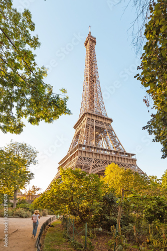View of majestic Eiffel tower from the park © EdNurg