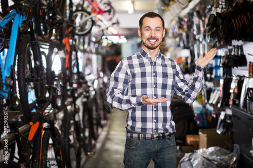 Male customer in bike shop