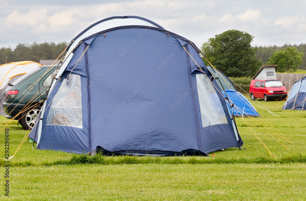tent in the summer on a campsite in the UK 