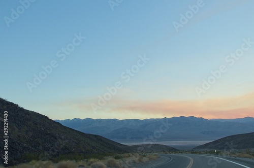 Driving towards Yosemite National Park on the border of Nevada and California