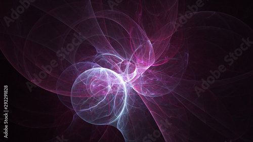 Abstract transparent pink crystal shapes. Fantasy light background. Digital fractal art. 3d rendering.