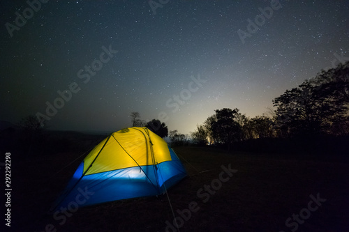 Night camping at mountain 