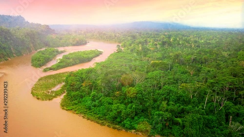 Rainforest landscape of Rio Napo in Ecuador, Latin America photo
